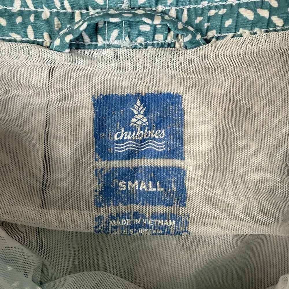 Chubbies The Whale Sharks Swim Trunks Shorts‎ Men's Small Blue Spotted Vacation